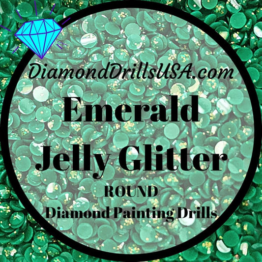 Emerald Jelly Glitter ROUND Diamond Painting Drills Green 10