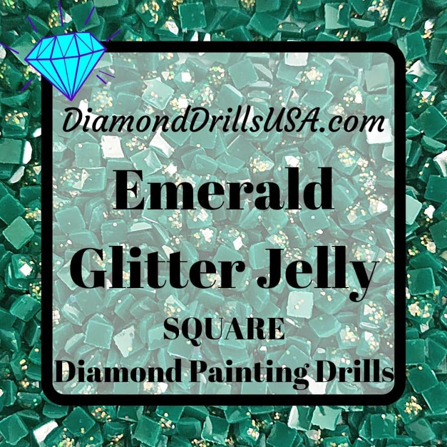 Emerald Jelly Glitter SQUARE Diamond Painting Drills Green