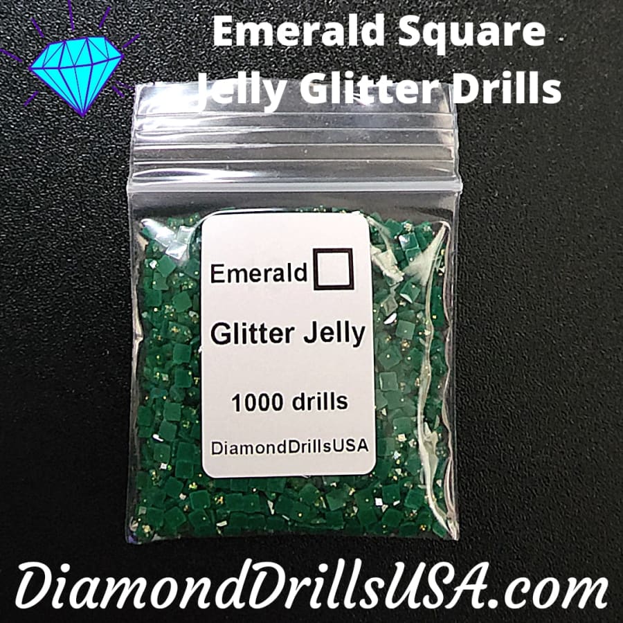 Emerald Jelly Glitter SQUARE Diamond Painting Drills Green