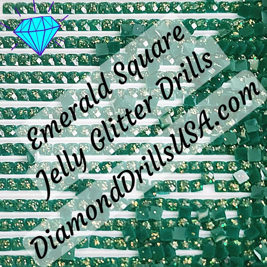 Emerald Jelly Glitter SQUARE Diamond Painting Drills Green
