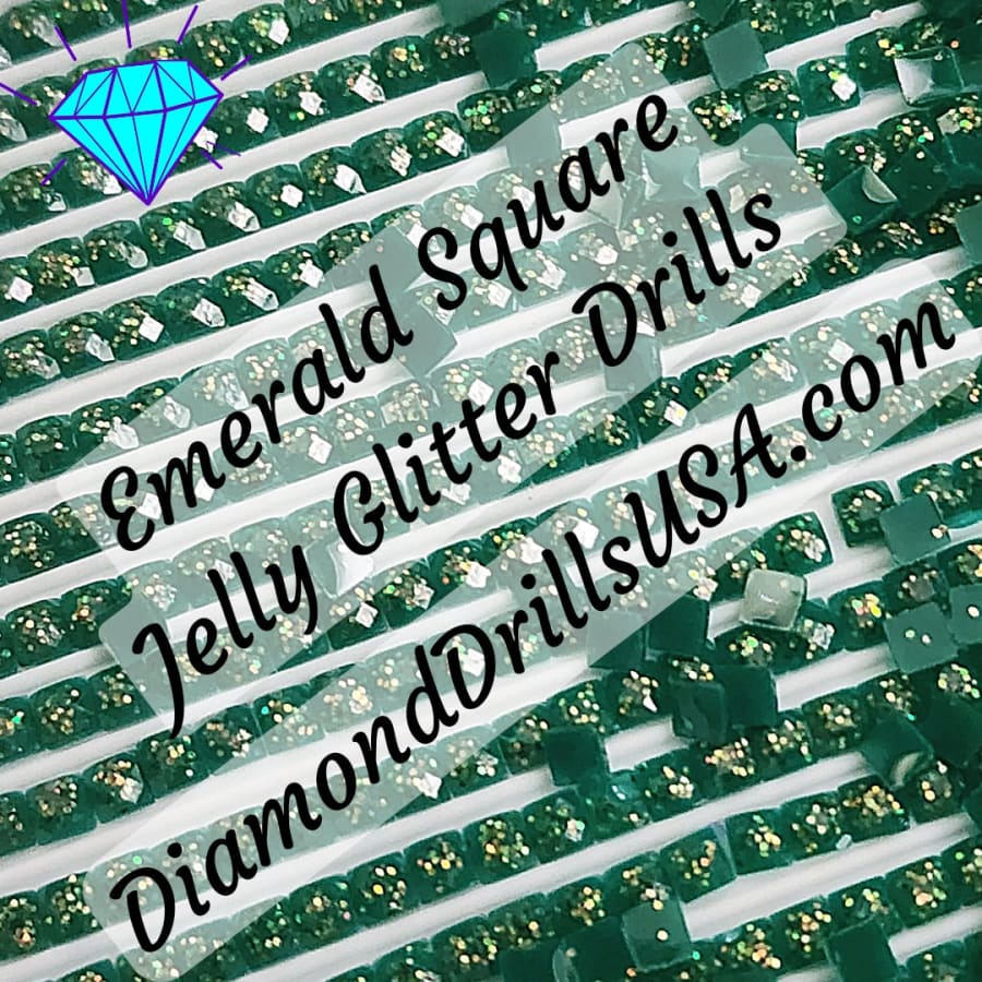 Emerald Jelly Glitter SQUARE Diamond Painting Drills Green