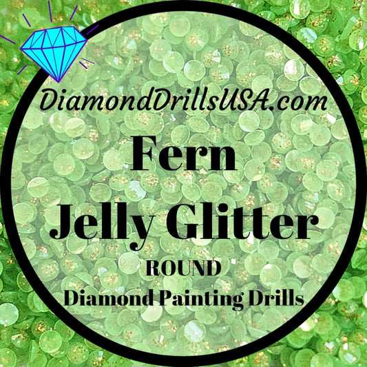 Fern Jelly Glitter ROUND Diamond Painting Drills Green 21 
