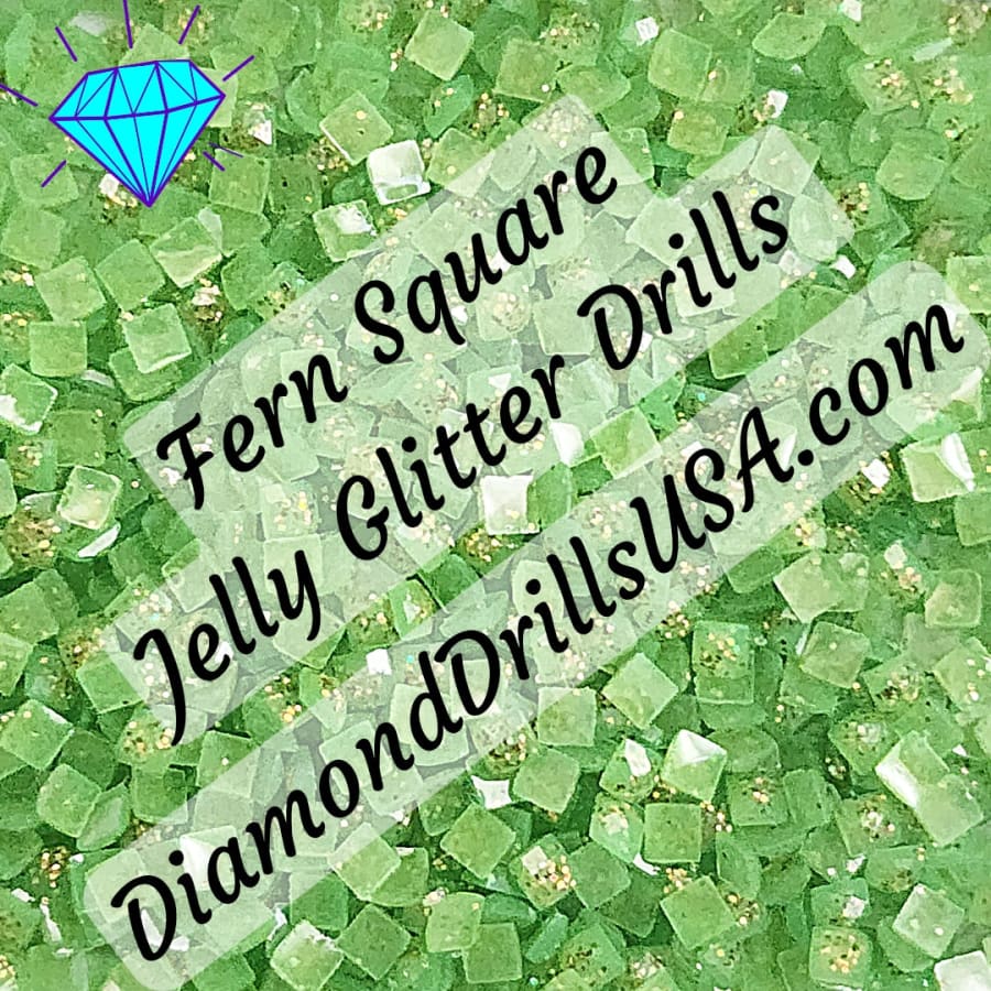 Fern Jelly Glitter SQUARE Diamond Painting Drills Green 21