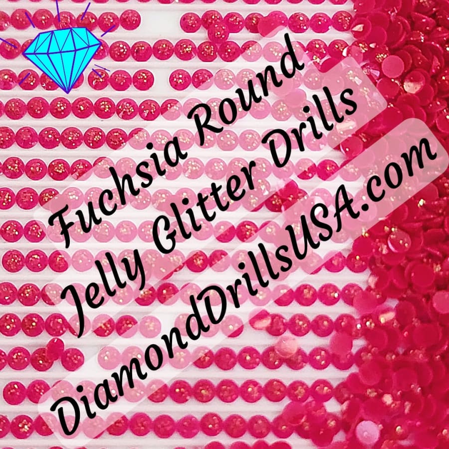 Fuchsia Jelly Glitter ROUND Diamond Painting Drills Pink 23