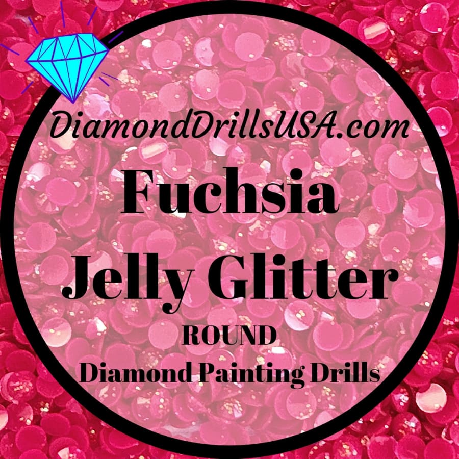 Fuchsia Jelly Glitter ROUND Diamond Painting Drills Pink 23