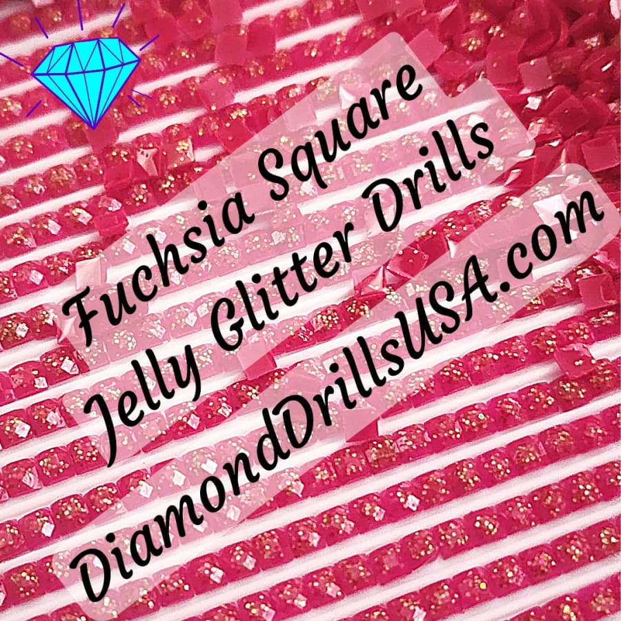 Fuchsia Jelly Glitter SQUARE Diamond Painting Drills Pink 23