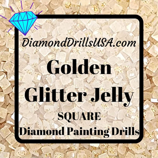 Golden Jelly Glitter SQUARE Diamond Painting Drills Gold 01