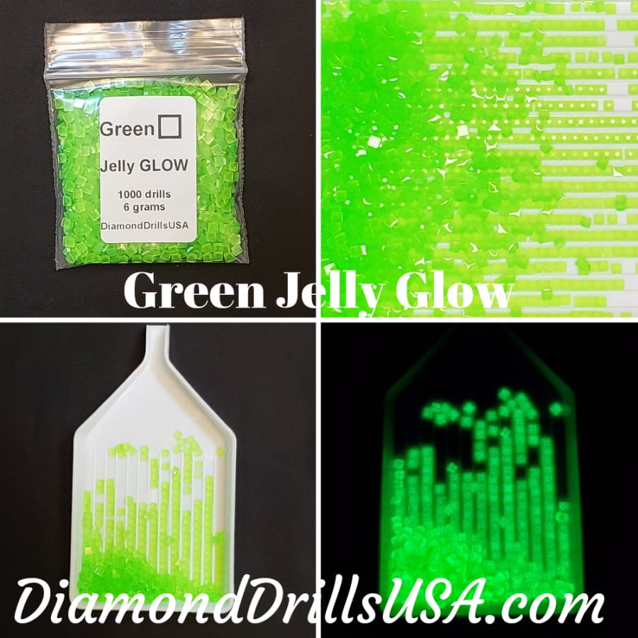 Green Jelly SQUARE GLOW in the Dark UV 5D Diamond Painting