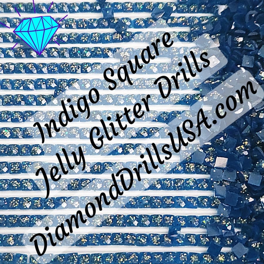 Indigo Jelly Glitter SQUARE Diamond Painting Drills Blue 18