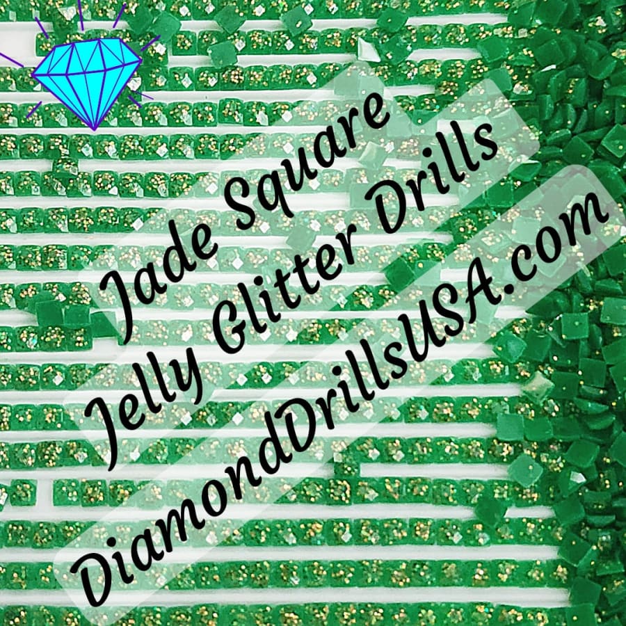 Jade Jelly Glitter SQUARE Diamond Painting Drills Green 28