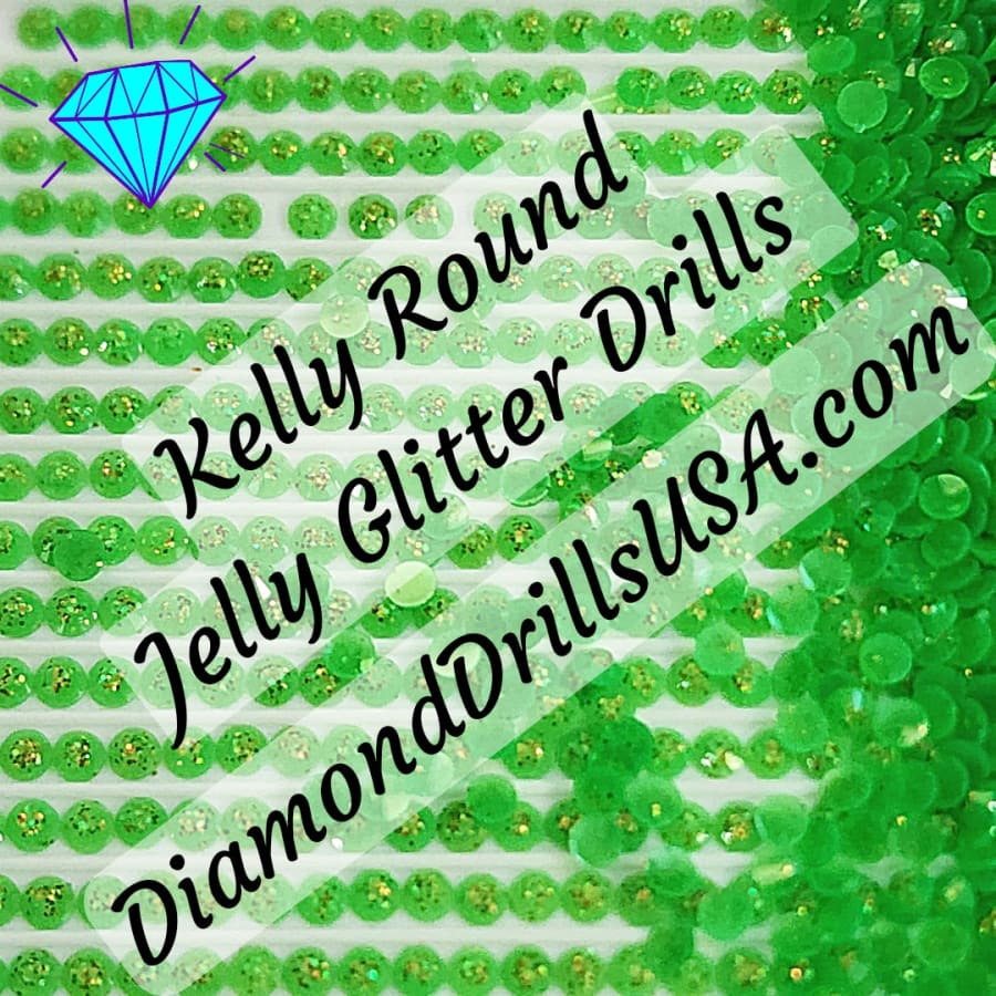 Kelly Jelly Glitter ROUND Diamond Painting Drills Green 22