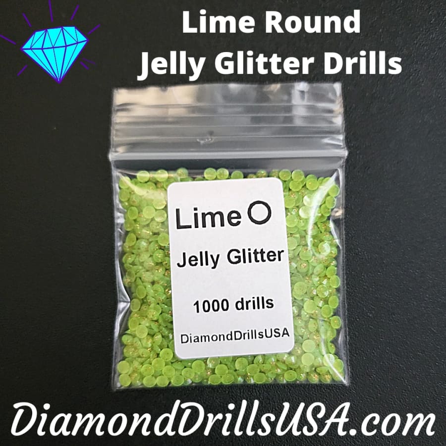 Lime Jelly Glitter ROUND Diamond Painting Drills Green 08