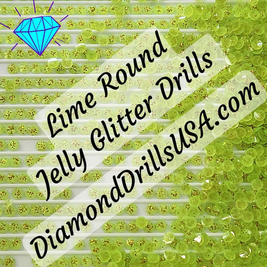 Lime Jelly Glitter ROUND Diamond Painting Drills Green 08