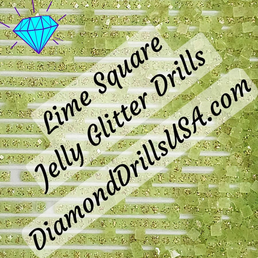 Lime Jelly Glitter SQUARE Diamond Painting Drills Green 08