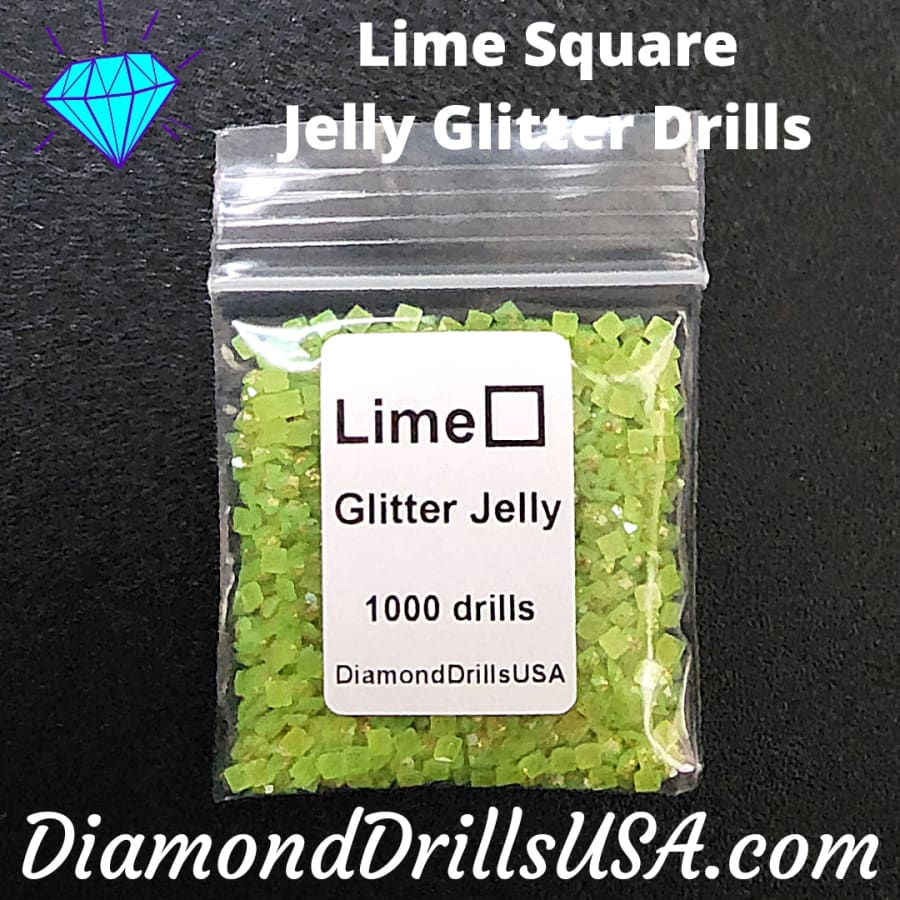 Lime Jelly Glitter SQUARE Diamond Painting Drills Green 08