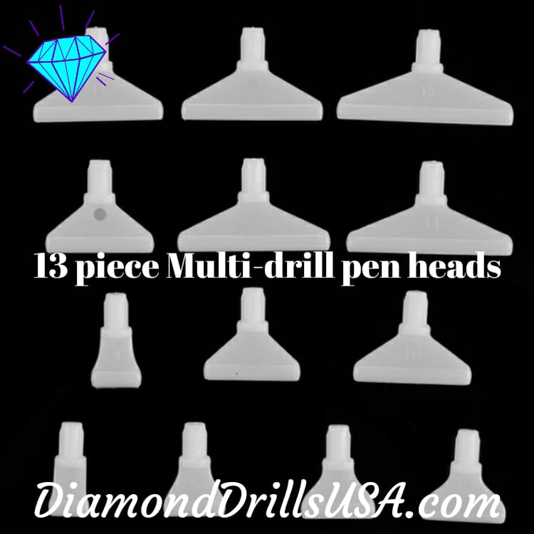 Multi-drill Pen Replacement Heads Tips 13 pieces Diamond