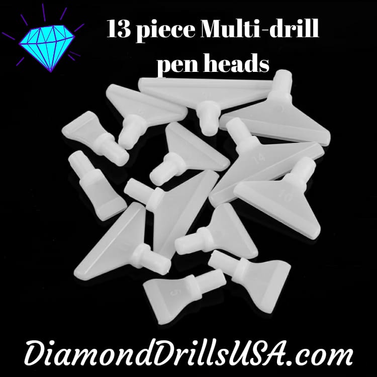 Multi-drill Pen Replacement Heads Tips 13 pieces Diamond