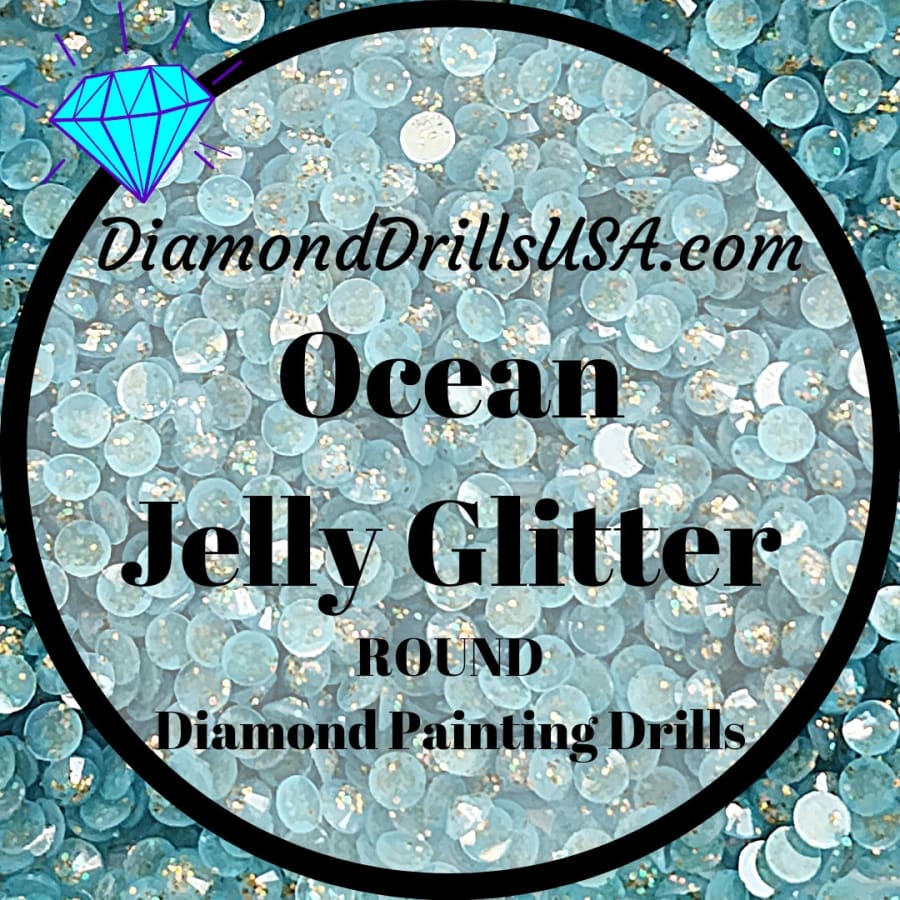 Ocean Jelly Glitter ROUND Diamond Painting Drills Blue 12