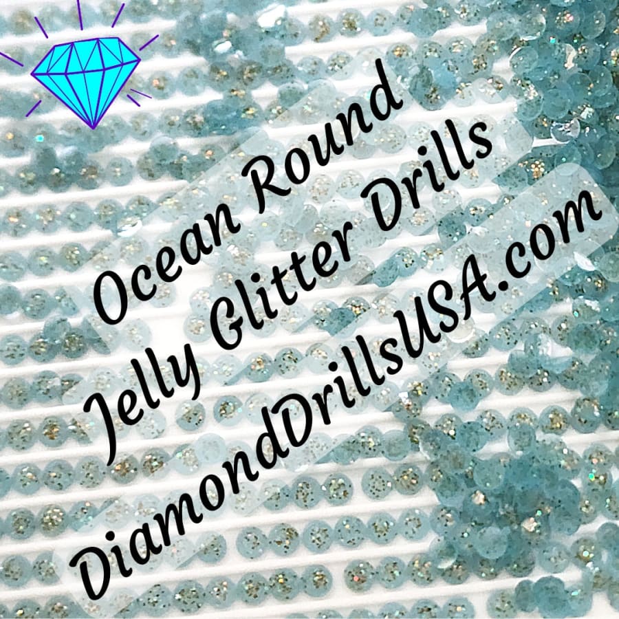 Ocean Jelly Glitter ROUND Diamond Painting Drills Blue 12