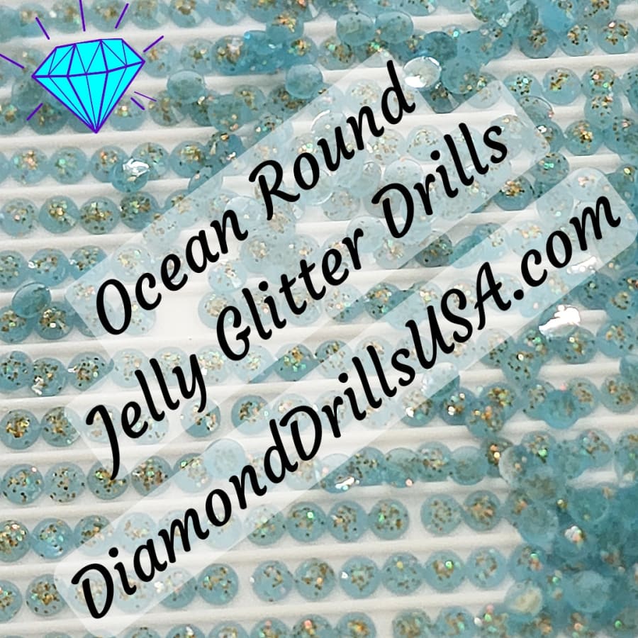 Ocean Jelly Glitter ROUND Diamond Painting Drills Blue 12