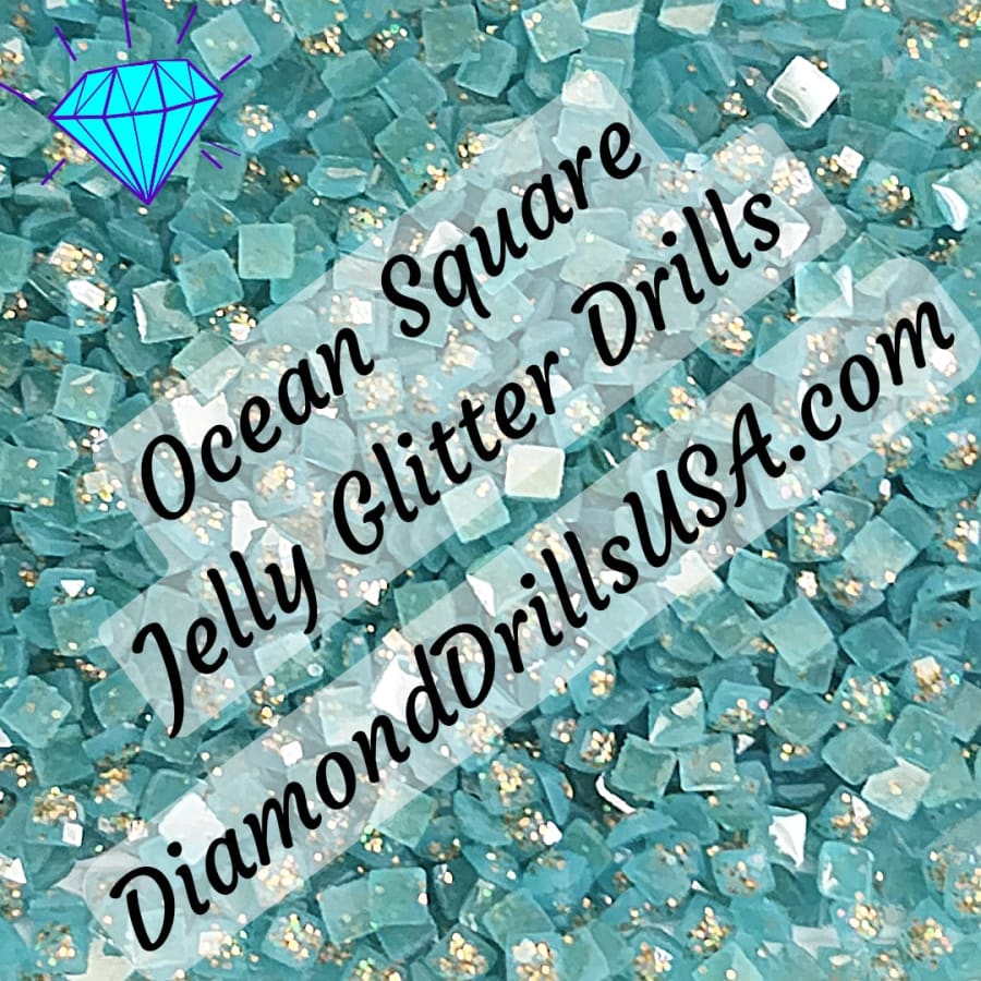 Ocean Jelly Glitter SQUARE Diamond Painting Drills Blue 12