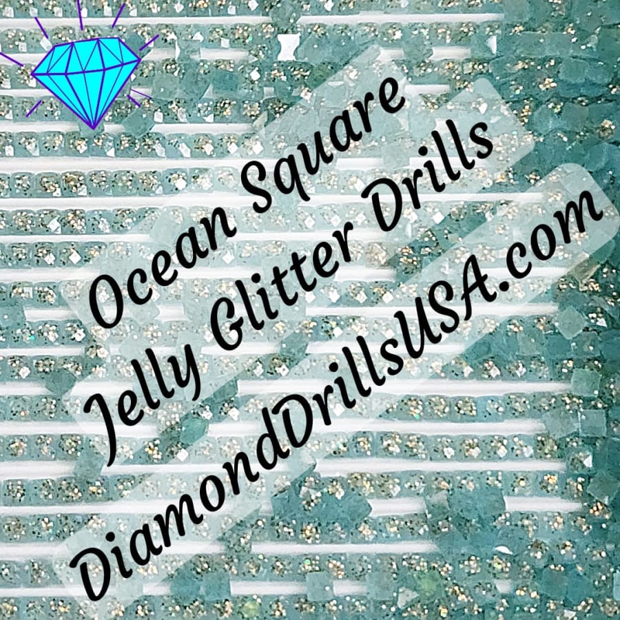 Ocean Jelly Glitter SQUARE Diamond Painting Drills Blue 12