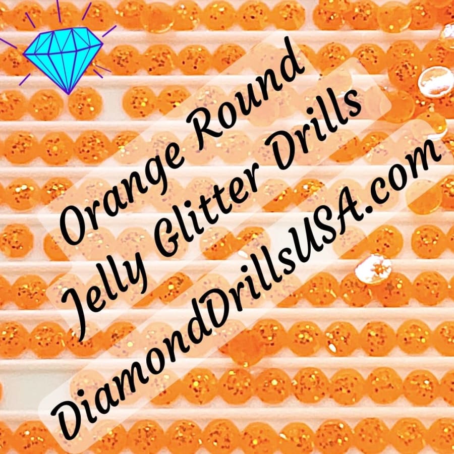 Orange Jelly Glitter ROUND Diamond Painting Drills 16 Bulk -