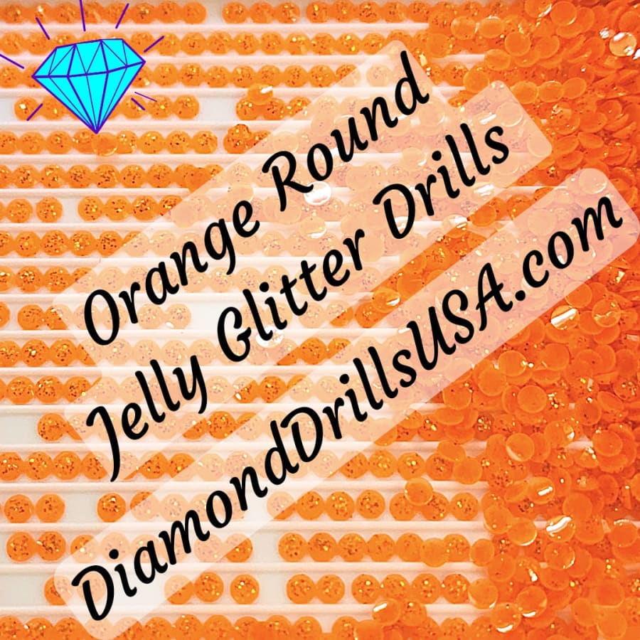Orange Jelly Glitter ROUND Diamond Painting Drills 16 Bulk -