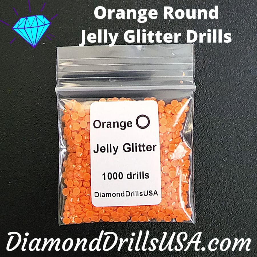 Orange Jelly Glitter ROUND Diamond Painting Drills 16 Bulk -