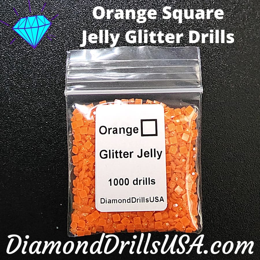 Orange Jelly Glitter SQUARE Diamond Painting Drills 16 Bulk