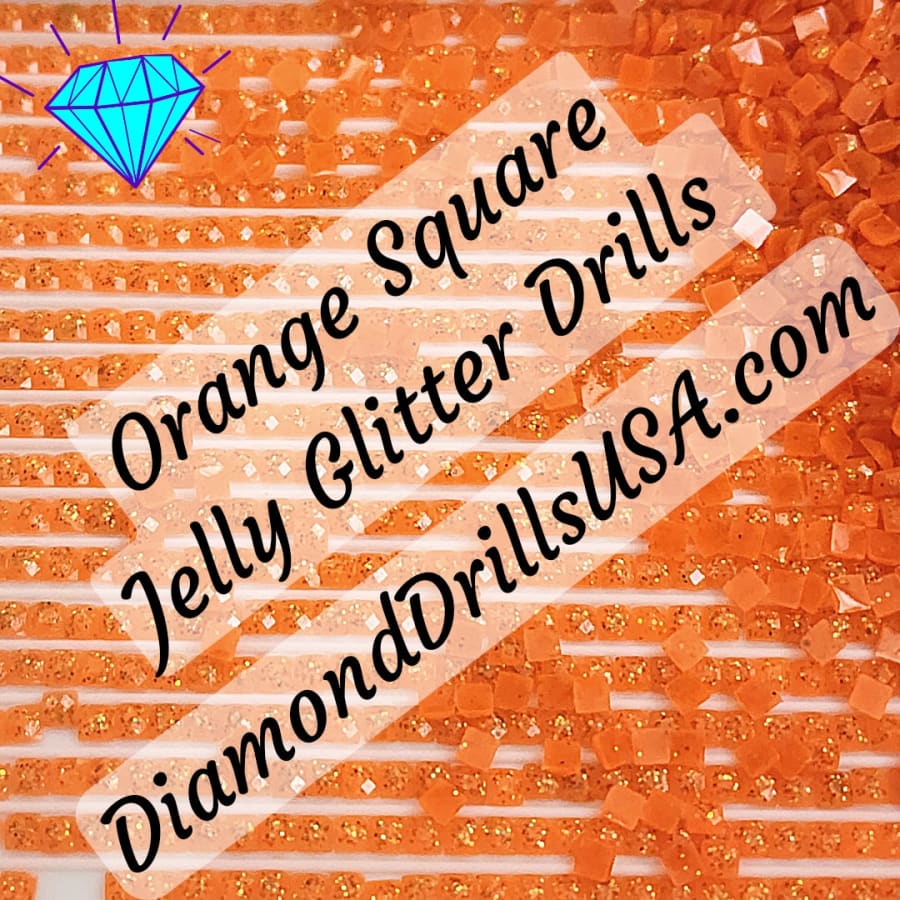 Orange Jelly Glitter SQUARE Diamond Painting Drills 16 Bulk