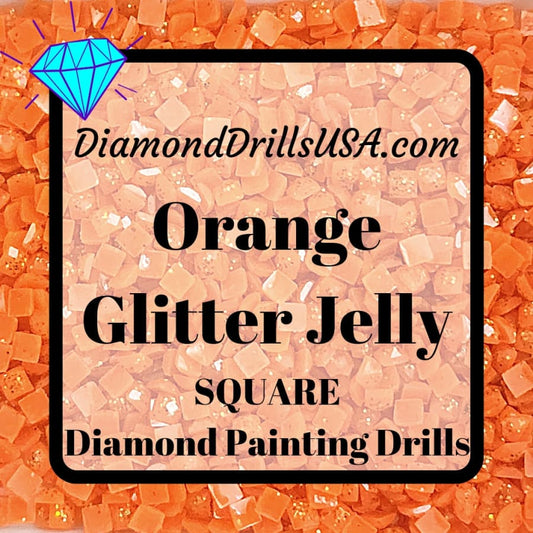 Orange Jelly Glitter SQUARE Diamond Painting Drills 16 Bulk