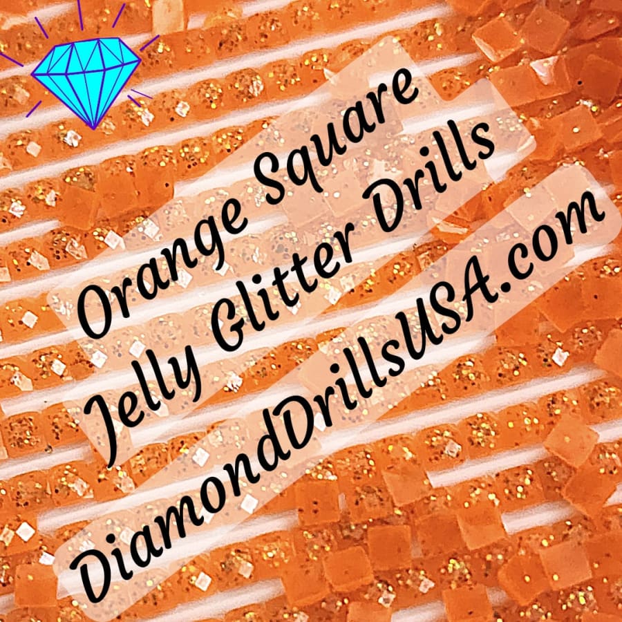 Orange Jelly Glitter SQUARE Diamond Painting Drills 16 Bulk