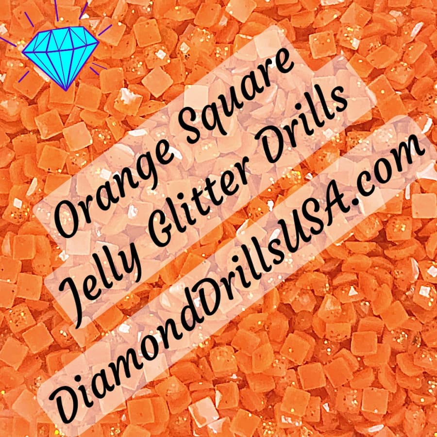 Orange Jelly Glitter SQUARE Diamond Painting Drills 16 Bulk