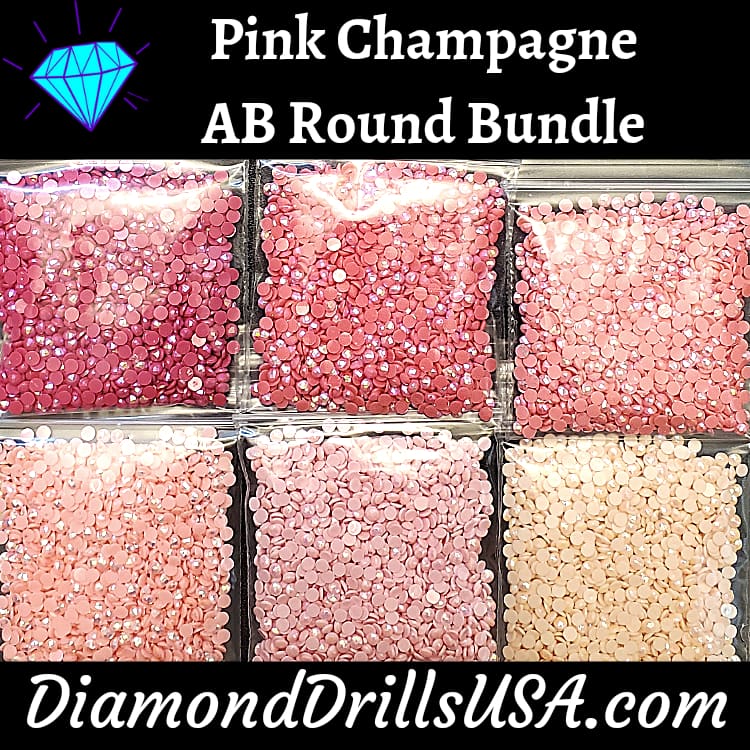 Pink Champagne AB Round Bundle 6 AB Colors Aurora Borealis