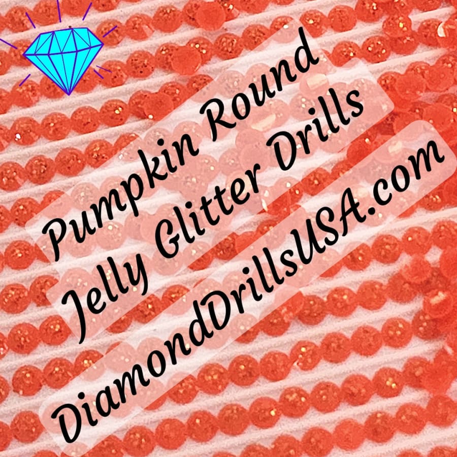 Pumpkin Jelly Glitter ROUND Diamond Painting Drills Orange