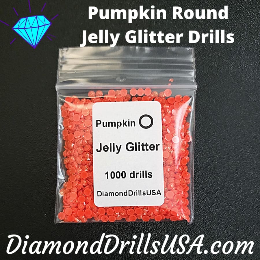 Pumpkin Jelly Glitter ROUND Diamond Painting Drills Orange
