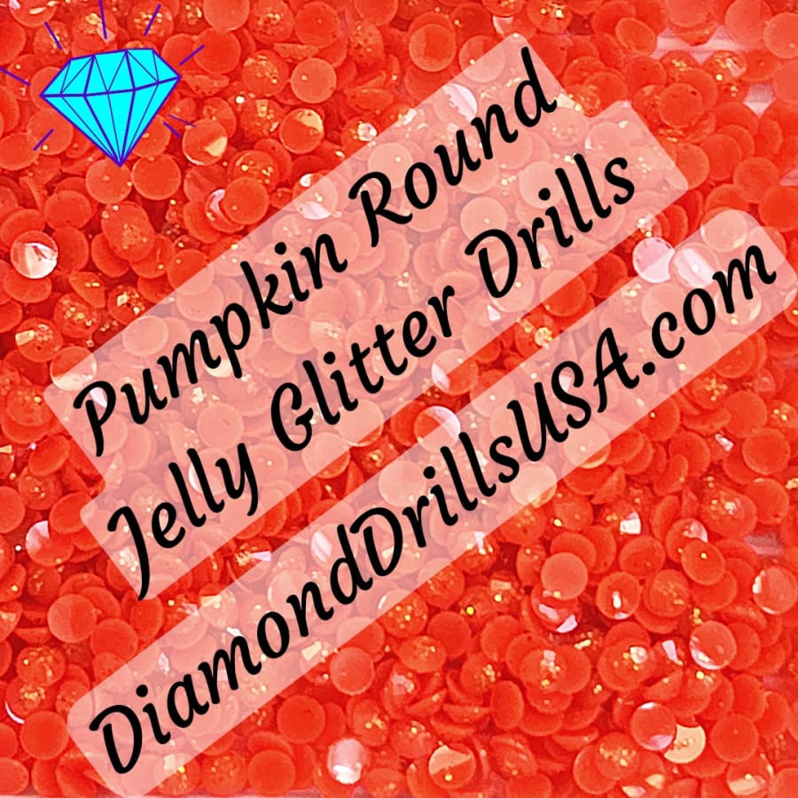 Pumpkin Jelly Glitter ROUND Diamond Painting Drills Orange