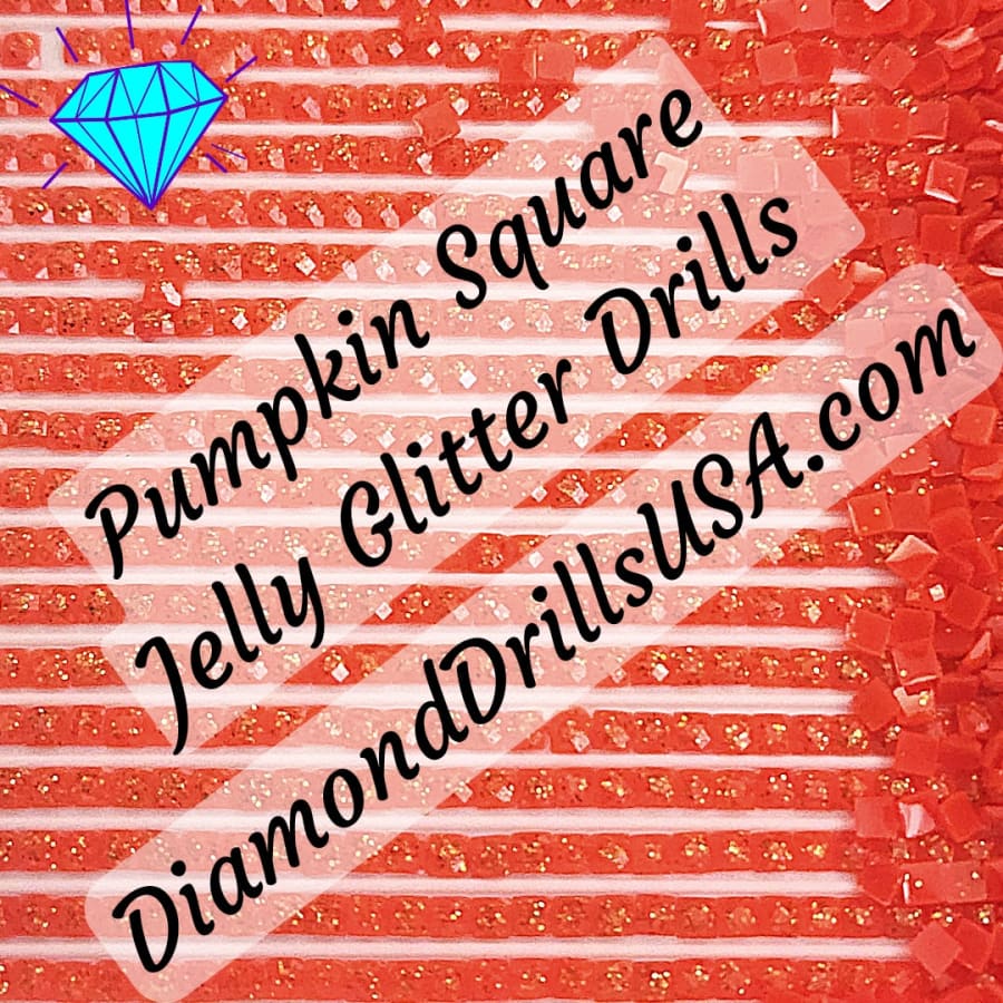 Pumpkin Jelly Glitter SQUARE Diamond Painting Drills Orange