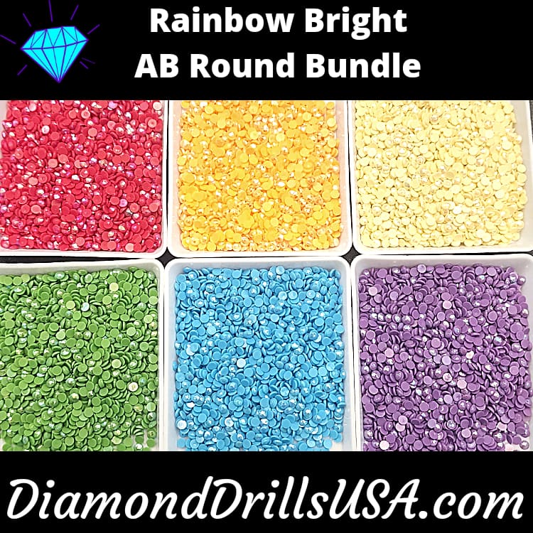 Rainbow Bright AB ROUND Bundle 6 AB Colors Aurora Borealis