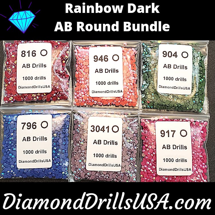 Rainbow Dark AB ROUND Bundle 6 AB Colors Aurora Borealis