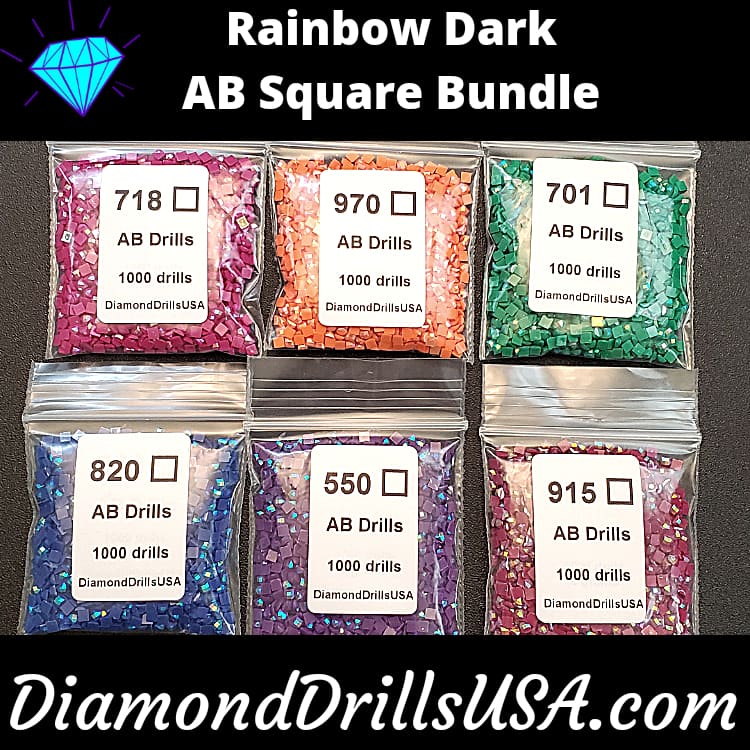 Rainbow Dark AB SQUARE Bundle 6 AB Colors Aurora Borealis
