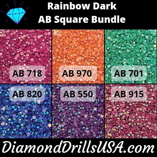 Rainbow Dark AB SQUARE Bundle 6 AB Colors Aurora Borealis 