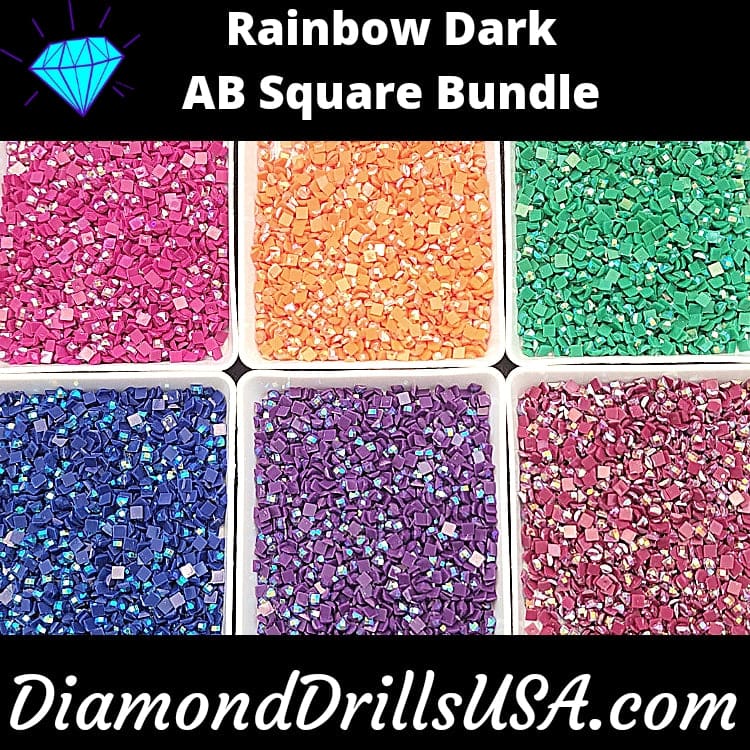 Rainbow Dark AB SQUARE Bundle 6 AB Colors Aurora Borealis
