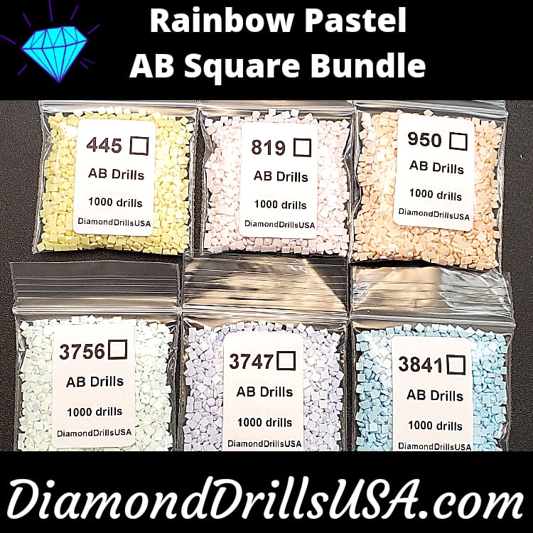 Rainbow Pastel AB SQUARE Bundle 6 AB Colors Aurora Borealis