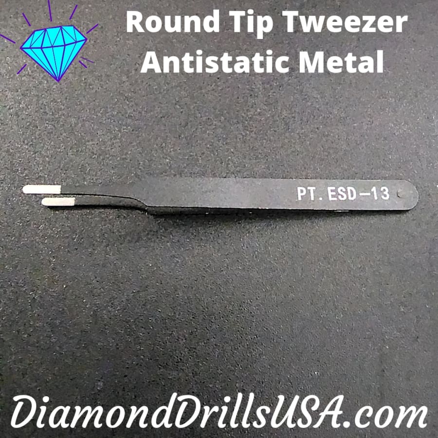 Round Tip Diamond Painting Tweezers Anti-static Metal