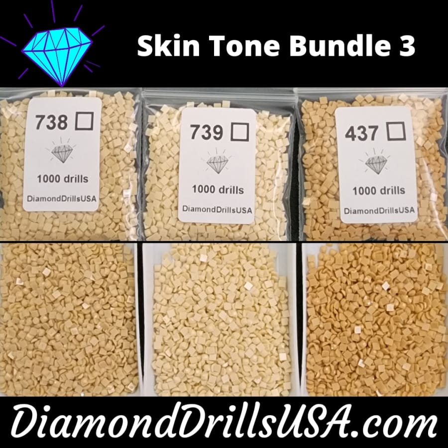 Skin Tone Bundle #3 - 3 Color DMC Square Bundle Bulk Diamond