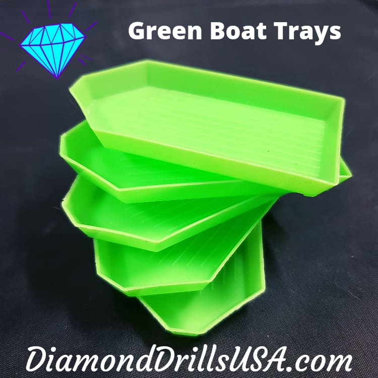 DiamondDrillsUSA - Small Green Drill Tray Diamond Painting Basic Boat Style  No Pour Spout