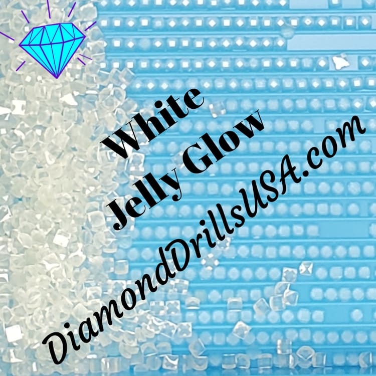 White/Clear Jelly SQUARE GLOW in the Dark UV 5D Diamond