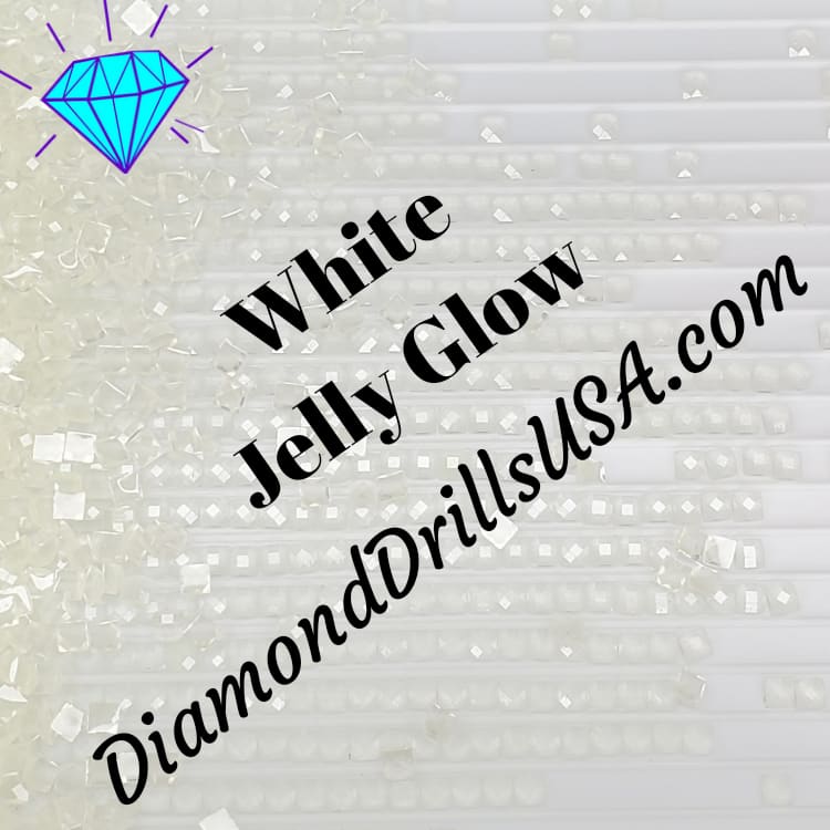 White/Clear Jelly SQUARE GLOW in the Dark UV 5D Diamond